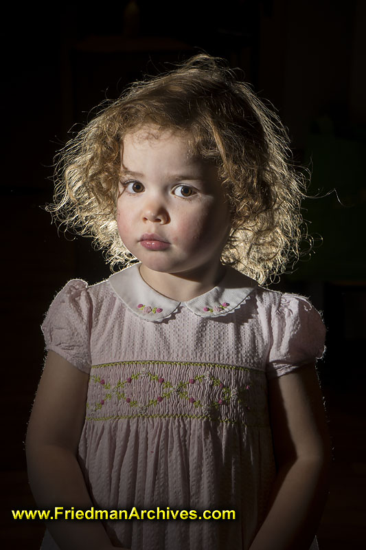 girl,hair,redhead,shirley temple,skeptical,wireless flash,portrait,